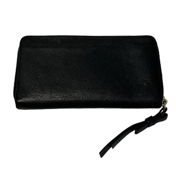 Vtg KATE SPADE New York Black Genuine Pebbled Leather Zip Around Wallet Clutch - Picture 6 of 12